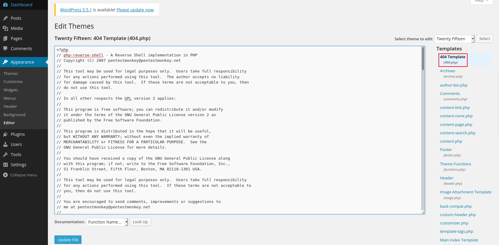 PHP reverse shell upload.